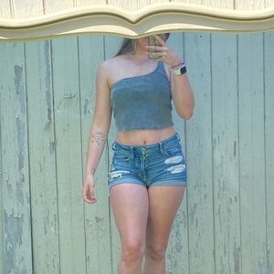 Mustard Seed one shoulder ribbed tank top